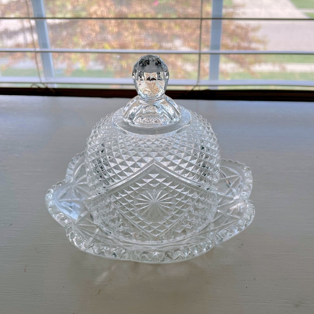 Vintage Avon Cut Glass Butter Dish